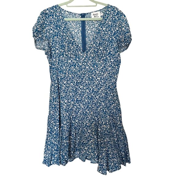 Princess Polly The Sting Mini Dress Blue Lined Floral Skater Boho Women's Size 8 - Picture 2 of 10